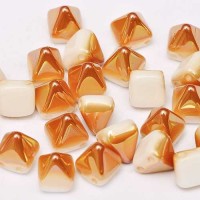 6mm Twin Hole Pyramid Beads, Alabaster Apricot Medium, Pack of 25